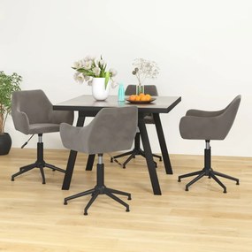 vidaXL Cadeiras de jantar giratórias 4 pcs veludo cinzento-claro