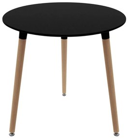 Conjunto Mesa Tower Redonda 80 cm Preta e Pack 4 Cadeiras Synk Basic - Marrom