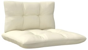3 pcs conjunto lounge jardim c/ almofadões creme pinho maciço