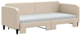 Sofá-cama c/ gavetão e colchões 80x200 cm tecido cor creme