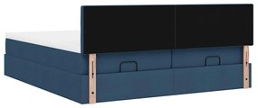 Estrutura de cama otomana com colchões 180x200cm tecido azul