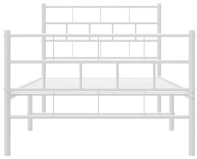 Estrutura de cama com cabeceira e pés 90x200 cm metal branco