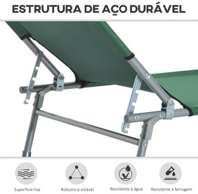 Espreguiçadeira Dobrável e Reclinável em 4 Posições Espreguiçadeira de