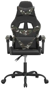Cadeira gaming giratória couro artificial preto e camuflado