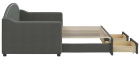 Sofá-cama c/ gavetão e gavetas 80x200 cm tecido cinzento-escuro