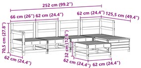 6 pcs conjunto sofás de jardim madeira de pinho maciça