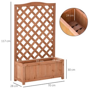 Floreira com Treliça de Madeira Caixa de Plantio com Suporte para Plantas Trepadeiras para Cultivos 70x28x117 cm Madeira