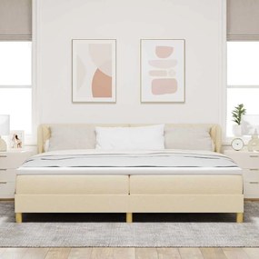 Cama Box Spring com Colchão - Creme - 200x200 cm - Tecido