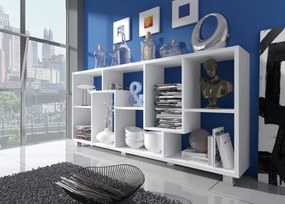 Estante de design de sala de estar, cor Matte White, medidas: 68,5 x 161 x 25 cm de profundidade