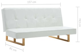 Sofá-cama em couro artificial branco