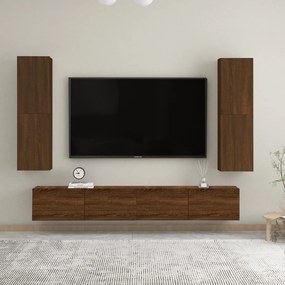 Móveis de TV de parede 2 pcs 30,5x30x110 cm carvalho castanho