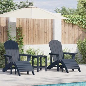Cadeiras Adirondack vidaXL com Apoios de Pés 2 pcs Azul-marinho HDPE