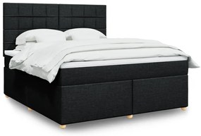 vidaXL Cama com molas/colchão 180x200 cm tecido preto