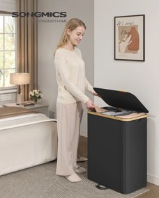 Cesto da roupa suja com tampa e saco removível 60 x 38,5 x 75 cm, 170 L, preto