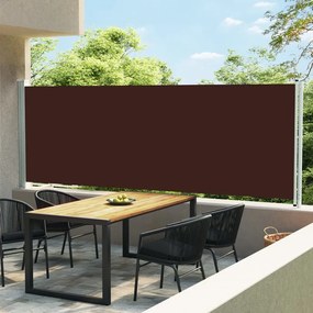 vidaXL Toldo lateral retrátil para pátio 160x600 cm castanho
