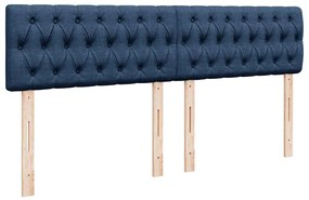 Cama com molas/colchão 200x200 cm tecido azul