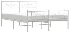 Estrutura de cama com cabeceira e pés 140x190 cm metal branco
