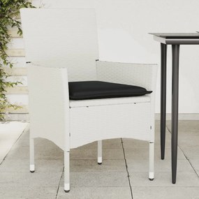 vidaXL Cadeiras de jardim com almofadões 2 pcs vime PE branco