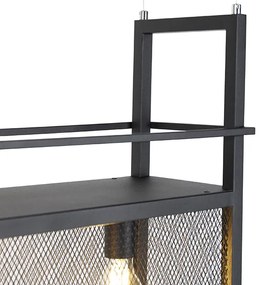 Candeeiro de suspensão industrial preto com malha 4 luzes - Cage Rack Industrial