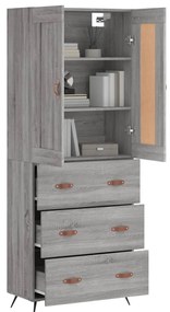 Armário alto 69,5x34x180 cm derivados de madeira sonoma cinza