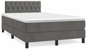 vidaXL Cama boxspring com colchão 120x190 cm veludo cinzento-escuro