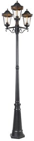 Lanterna de exterior preta 220 cm 3 luzes IP44 - Havana Clássico / Antigo