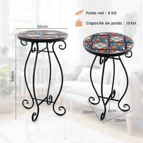 Mesa lateral redonda de 35 cm com tampo de cerâmica