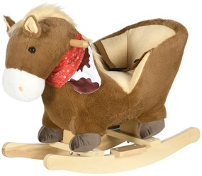 Cavalo Baloiço para Bebés com Sons Cinto de Segurança 60x33x50 cm Castanho