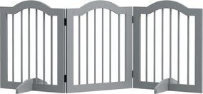 PawHut Grade de Contenção para Cães 3 peças, 154,5 x 61 cm Dobrável com Porta, 2 Pés de Apoio Cinza Claro | Aosom Portugal