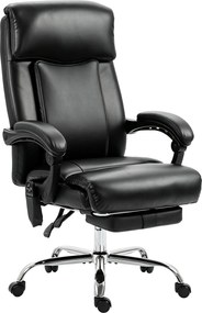 HOMCOM Cadeira de Escritório com Massagem Vibratória e Aquecimento, Cadeira Ergonômica em PU com Altura Ajustável, Preto | Aosom Portugal