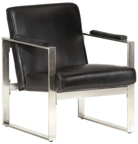 286947 vidaXL Poltrona 60x73x77 cm couro genuíno preto