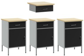 Conjunto de Gabinete e Mesa de Trabalho de 4 Peças vidaXL Preto em Mad