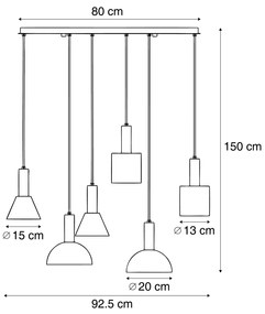 Candeeiro suspenso escandinavo creme 6 luzes - Biles Escandinavo