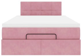 Estrutura de cama otomana com colchão 120x200 cm veludo rosa