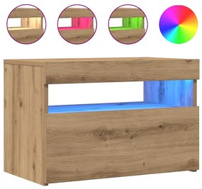 Móvel TV c/ luzes LED 2pcs derivados madeira carvalho artisiano