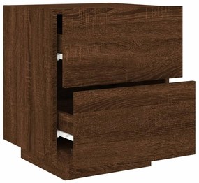 Mesa cabeceira c/ luzes LED derivados madeira carvalho castanho