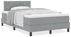 Cama Box Spring com Colchão Cinza Claro 120x200 cm Tecido