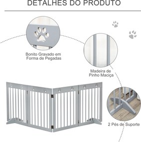 PawHut Barreira de Segurança Dobrável para Cães Grade de Proteção de 4