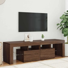 Móvel de TV com luzes LED 140x36,5x40 cm carvalho castanho