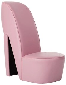 Cadeira estilo sapato de salto alto couro artificial rosa