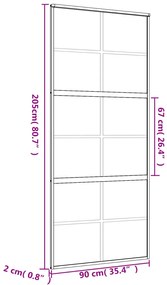 Porta deslizante 90x205 cm vidro ESG fosco/alumínio dourado