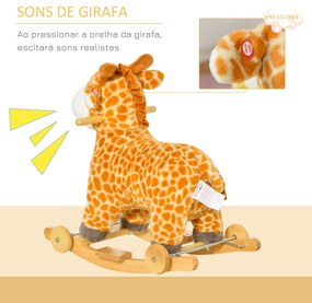 HOMCOM Baloiço Infantil em Forma de Girafa para Crianças acima de 3 An