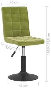 Cadeiras de jantar giratórias 2 pcs veludo verde-claro