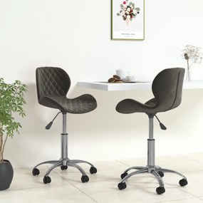 vidaXL Cadeiras de jantar giratórias 2 pcs veludo cinzento-escuro