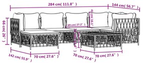 7 pcs conjunto lounge de jardim com almofadões aço antracite