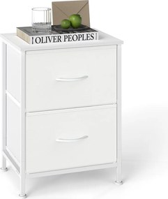 Mesa cabeçeira com 2 gavetas forradas a tecido 30 x 39,6 x 52,2 cm Branca