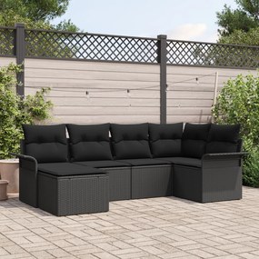Conjunto de Sofá de Jardim de 6 Peças com Almofadas em Rattan Poly Pre