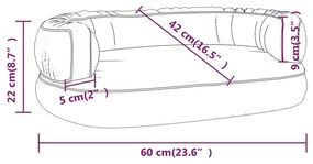 Cama p/ cães espuma ergonómico 60x42 cm couro artificial cinza