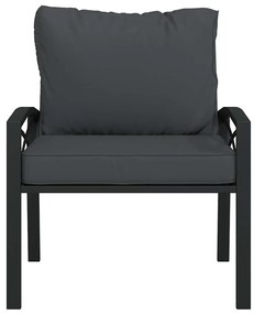 Cadeira de jardim com almofadões cinzentos 68x76x79 cm aço