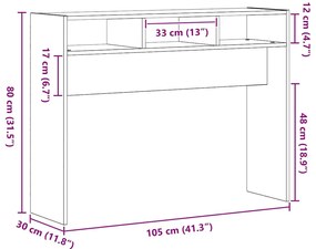 Mesa de Console vidaXL em Carvalho Preto 105x30x80 cm de Madeira de En